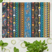 Linge De Cuisine Plumes ethniques : Broderie Boho Chic (Plié)