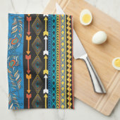 Linge De Cuisine Plumes ethniques : Broderie Boho Chic (Quart Plié)