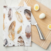 Linge De Cuisine Plumes indigènes tribales à la crème Brown (Quart Plié)