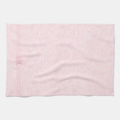 Linge De Cuisine Plush Pink Paisley Pattern Stripes and Monogram (Horizontal)