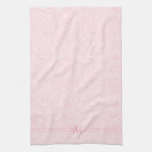 Linge De Cuisine Plush Pink Paisley Pattern Stripes and Monogram (Vertical)