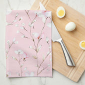 Linge De Cuisine Plutôt Rose Blanc Floral (Quart Plié)