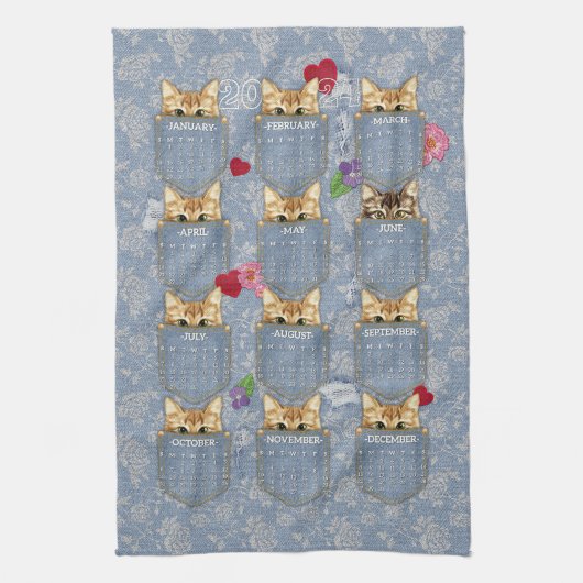 Linge De Cuisine Poche Animaux de compagnie Kittens 2024 Calendrier (Vertical)