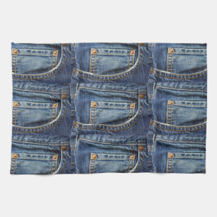 Linge De Cuisine Poche de regard de denim de blues-jean