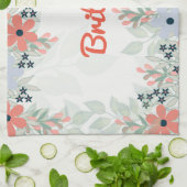 Linge De Cuisine Poche et impression de fleurs bleues (Plié)