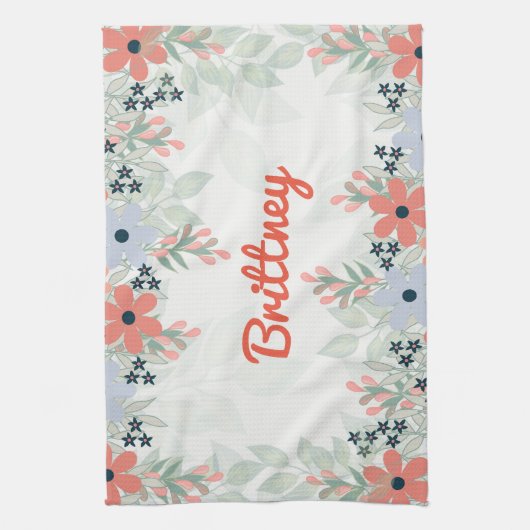 Linge De Cuisine Poche et impression de fleurs bleues (Vertical)