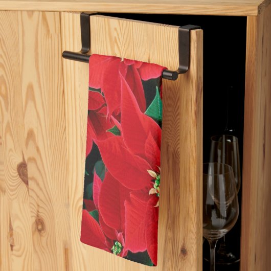 Linge De Cuisine Poinsettia Rouge (Pliage en tiers)
