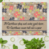 Linge De Cuisine Poinsettia Rouge Blanc Marine (Plié)