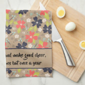 Linge De Cuisine Poinsettia Rouge Blanc Marine (Quart Plié)