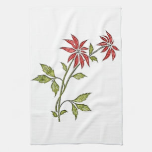 Linge De Cuisine Poinsettia vintage de Noël