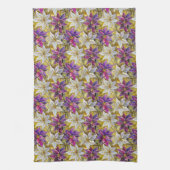 Linge De Cuisine Poinsettias de Noël blanc or violet rose (Vertical)