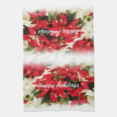 Linge De Cuisine Poinsettias Festive Rouge Blanc Floral (Vertical)