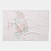Linge De Cuisine Poinsettias rose et blanc (Horizontal)