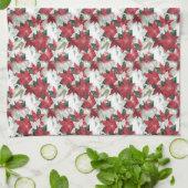 Linge De Cuisine Poinsettias rouges et blancs (Plié)