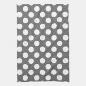 Linge De Cuisine Point blanc blanc et gris de charbon (Vertical)