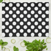 Linge De Cuisine Point de polka noir et blanc (Plié)
