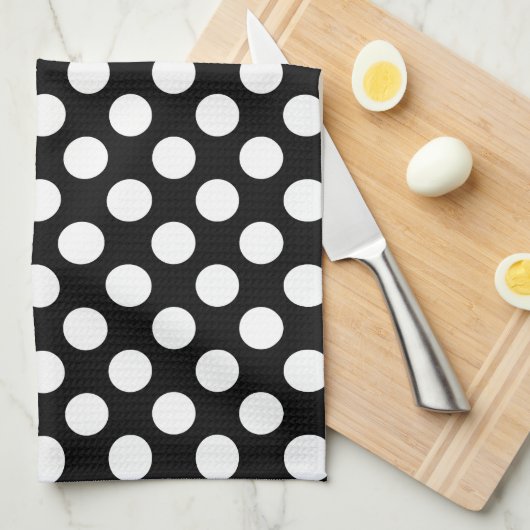 Linge De Cuisine Point de polka noir et blanc (Quart Plié)