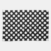 Linge De Cuisine Point de polka noir et blanc (Horizontal)