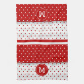Linge De Cuisine Point de polka rouge et blanc monogramme (Vertical)