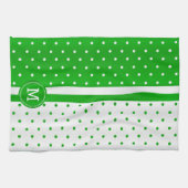 Linge De Cuisine Point de polka vert et blanc (Horizontal)