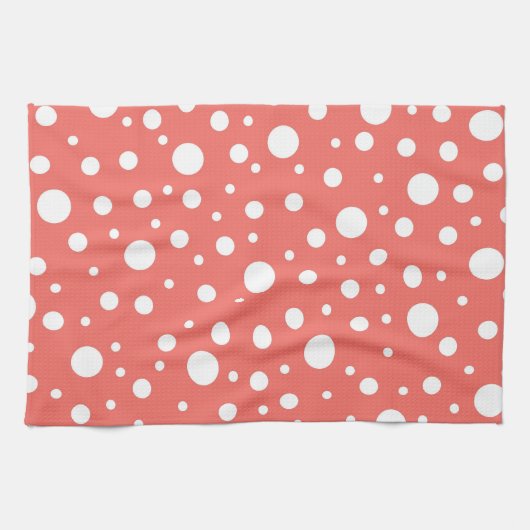 Linge De Cuisine Point Polka de corail (Horizontal)