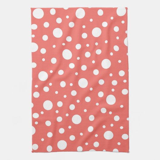 Linge De Cuisine Point Polka de corail (Vertical)
