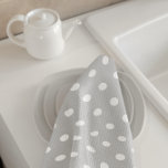 Linge De Cuisine Point Polka gris<br><div class="desc">Serviette de cuisine à pois gris</div>
