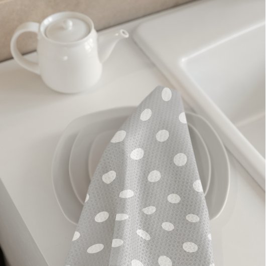Linge De Cuisine Point Polka gris