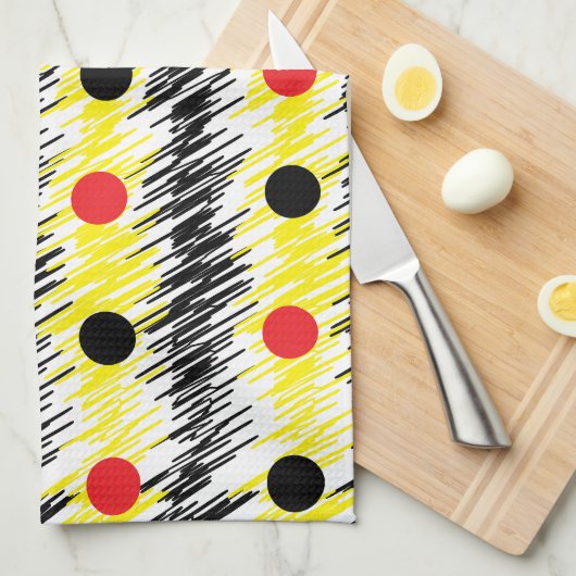 Linge De Cuisine Point Polka moderne Abstrait (Quart Plié)