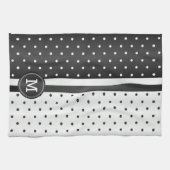 Linge De Cuisine Point Polka noir et blanc (Horizontal)