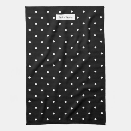 Linge De Cuisine Point Polka noir et blanc (Vertical)