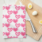 Linge De Cuisine Pointe Polka Et Coeurs De Tirage (Quart Plié)