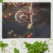 Linge De Cuisine Pointeurs courts allemands Carolage de Noël (Plié)