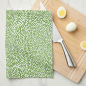 Linge De Cuisine Points aléatoires - Blanc sur Avocado Green (Quart Plié)