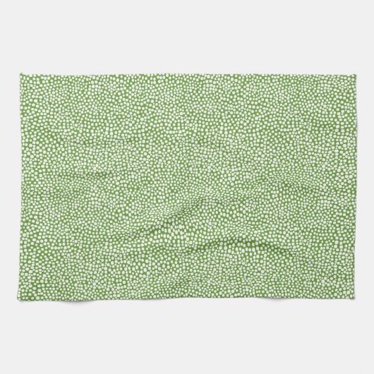 Linge De Cuisine Points aléatoires - Blanc sur Avocado Green (Horizontal)