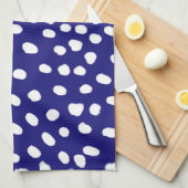 Linge De Cuisine Points Blancs Bleu Foncé (Quart Plié)