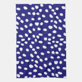 Linge De Cuisine Points Blancs Bleu Foncé (Vertical)