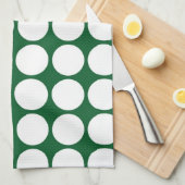 Linge De Cuisine Points blancs sur fond vert (Quart Plié)