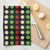 Linge De Cuisine Points blancs verts rouges (Quart Plié)
