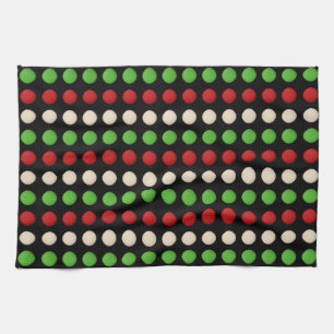 Linge De Cuisine Points blancs verts rouges