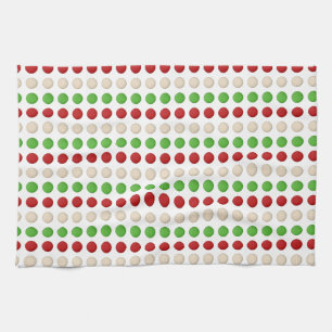 Linge De Cuisine Points blancs verts rouges