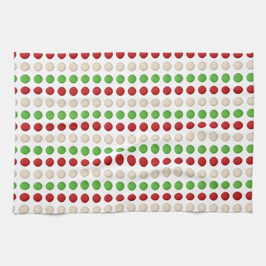 Linge De Cuisine Points blancs verts rouges (Horizontal)