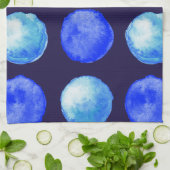 Linge De Cuisine Points bleus Aquarelle tendance Cerulean Indigo (Plié)