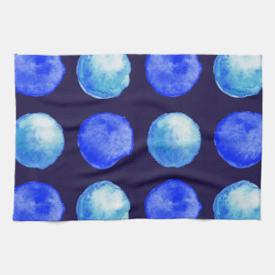 Linge De Cuisine Points bleus Aquarelle tendance Cerulean Indigo