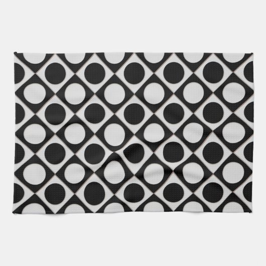 Linge De Cuisine Points & Carrés / noir blanc + vos idées (Horizontal)