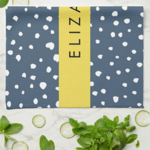 Linge De Cuisine Points Dalmatiens Bleus De La Marine, Spots, Dotés