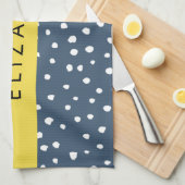 Linge De Cuisine Points Dalmatiens Bleus De La Marine, Spots, Dotés (Quart Plié)