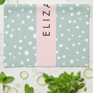 Linge De Cuisine Points Dalmatiens verts, Spots, Votre Nom