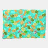 Linge De Cuisine Points d'ananas Turquoises (Horizontal)