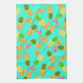 Linge De Cuisine Points d'ananas Turquoises (Vertical)